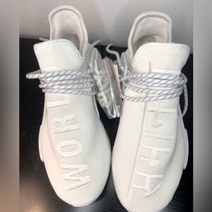 ADIDAS HUMAN RACE HU HOLI NMD PHARRELL BLANK CANVAS OFF WHITE, NEW SIZE 7.5 MAN